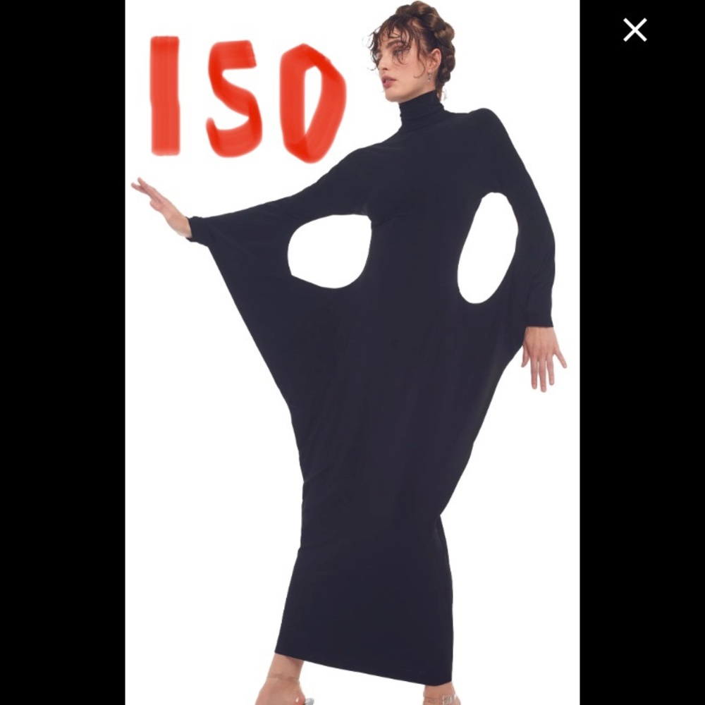 **IN SEARCH OF** norma kamali black midi / maxi sculpture dress